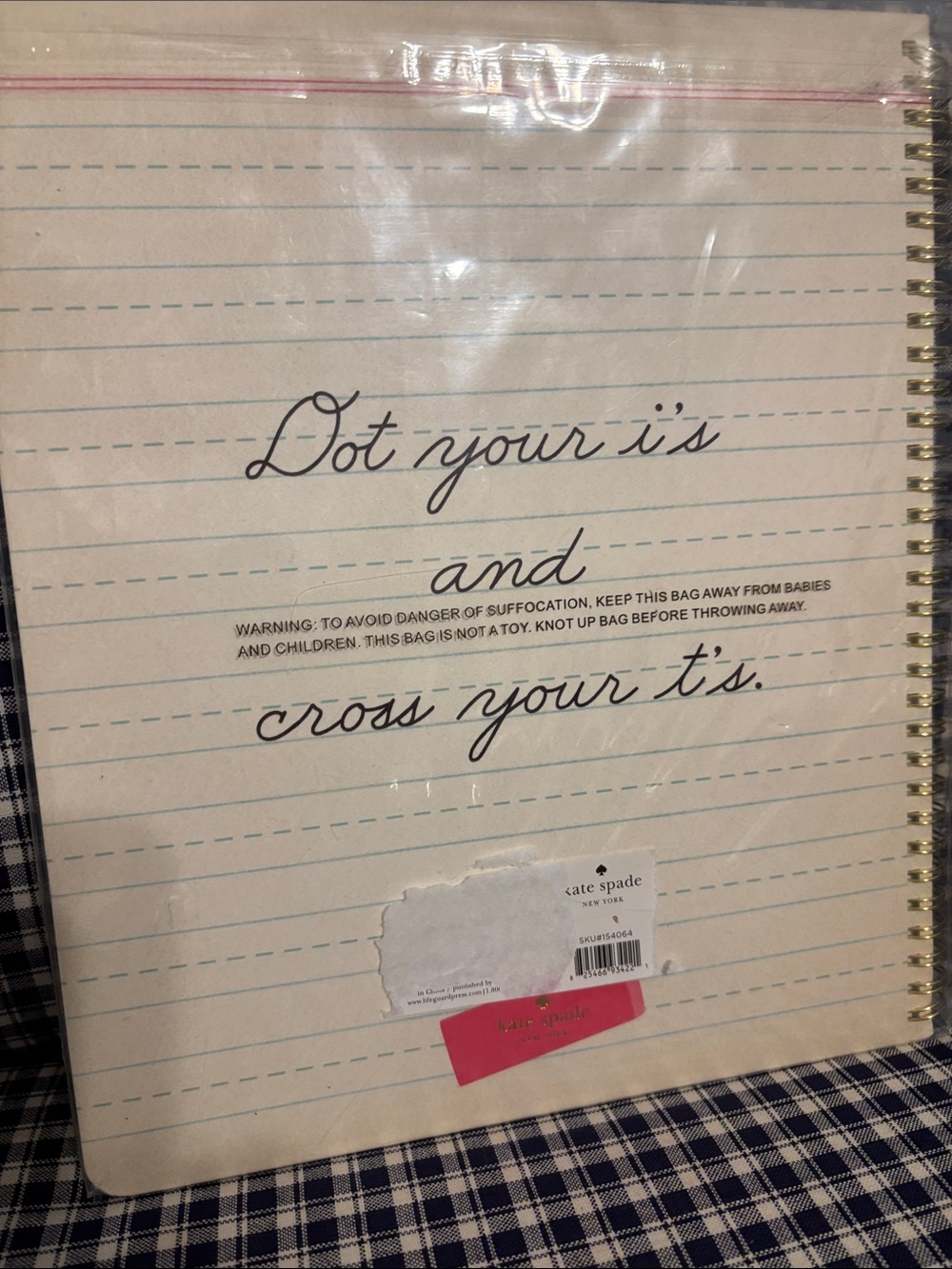 kate spade Cursive Practice Spiral Notebook Cream, Black, Teal - Picture 2 of 2